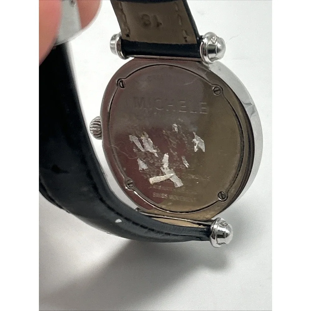 Women's Diamond Michele Caber Dress Watch Black Band